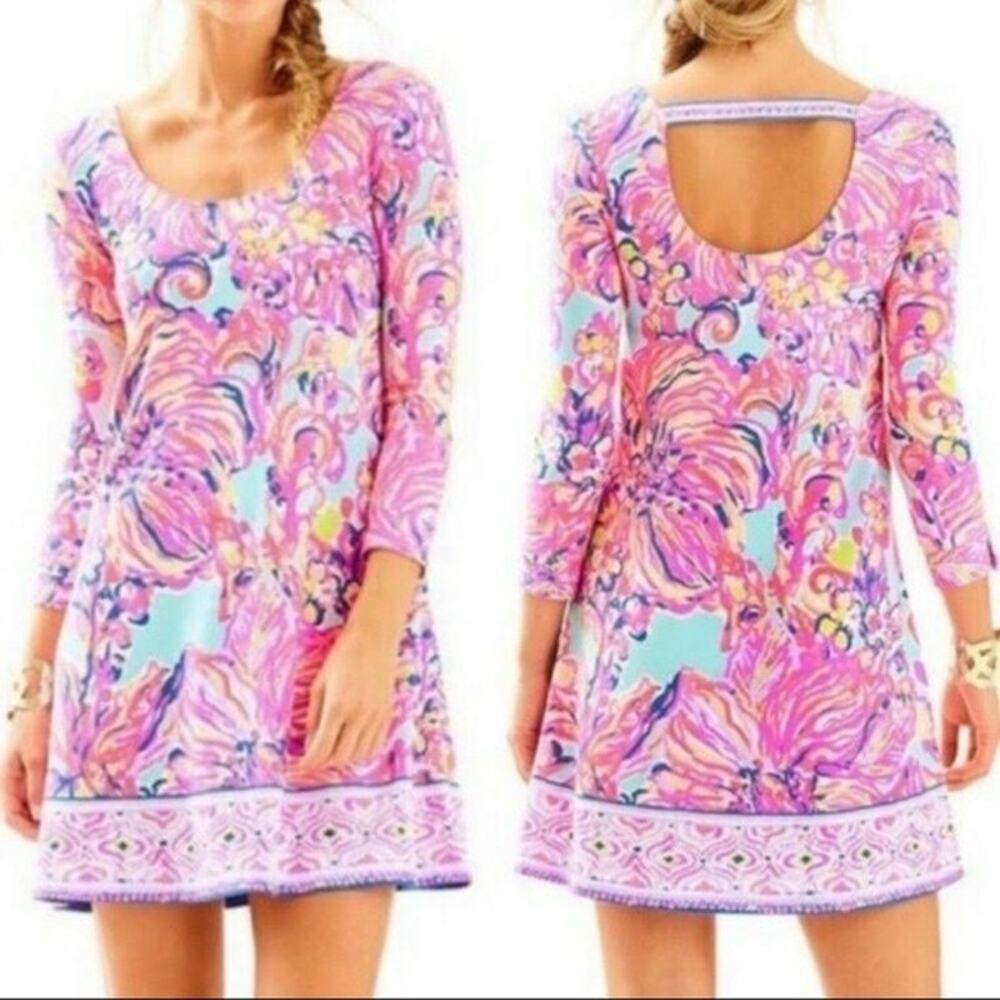 Lilly Pulitzer Womens Small Serene Blue Big Escapade Emma Mini Dress Vacation